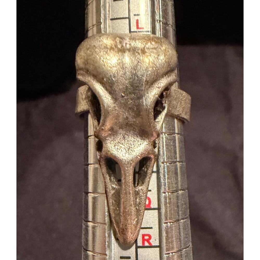 Silver tone Gothic-style Bird Skull - Size 7 Adjustable up or down 1 size